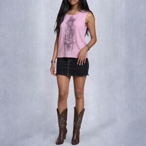 Vintage Y2K Foxfire Cowgirl Bling Pink Tank Top XL